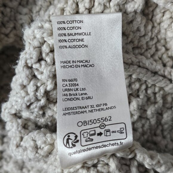 Free People Cutting Edge Cable Pullover Chunky Cream Cotton Cropped Sweater - Picture 5 of 8